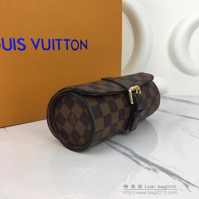 路易威登LV腕表盒 頂級原單 Eclipse Monogram帆布 3枚裝 腕表盒 皮質系帶 銀色金屬搭扣 套盒  ydh2663